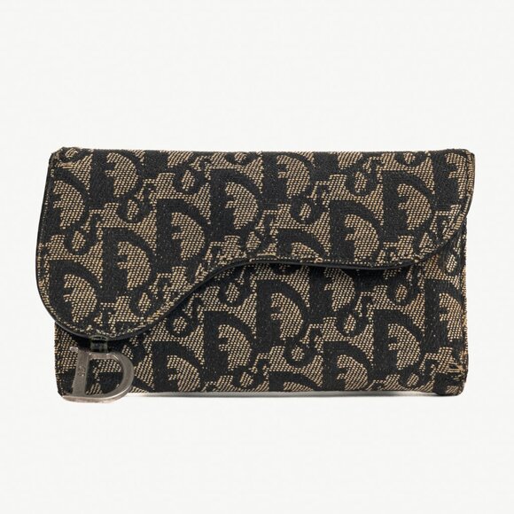 Christian Dior Saddle Noir Logo-Monogram Canvas Wallet - Picture 1 of 10